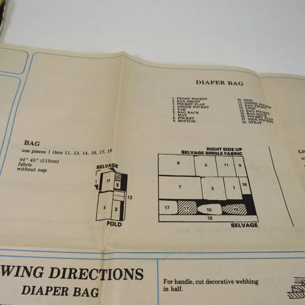 McCalls 9050 Sewing Pattern Baby Diaper Bag / Changing Mat, UNCUT